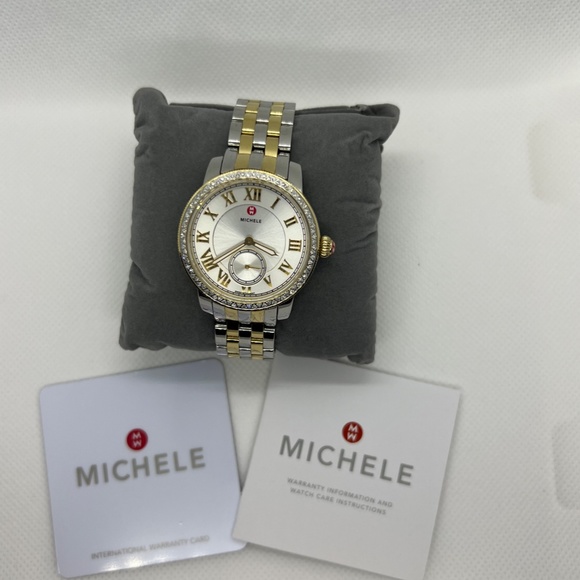 Michele Gold/Silver Harbor 2 Tones Dial Mww28a000002 Watch NWT - Picture 8 of 15
